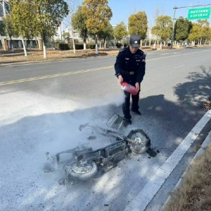 巢湖一电动车路上自燃